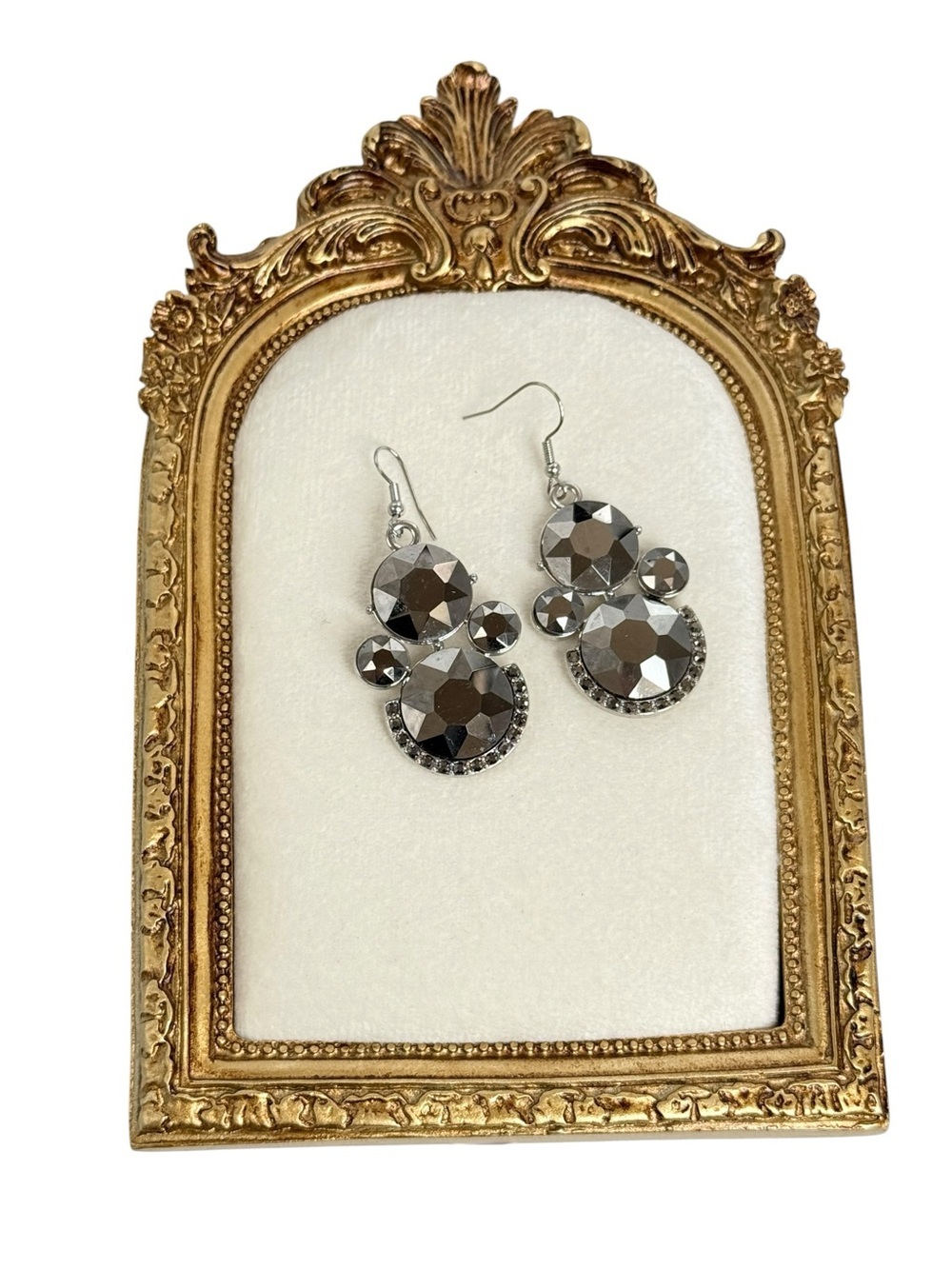 Paparazzi "Fierce" Zi Collection silver and smoky mirror-finish crystal cluster
